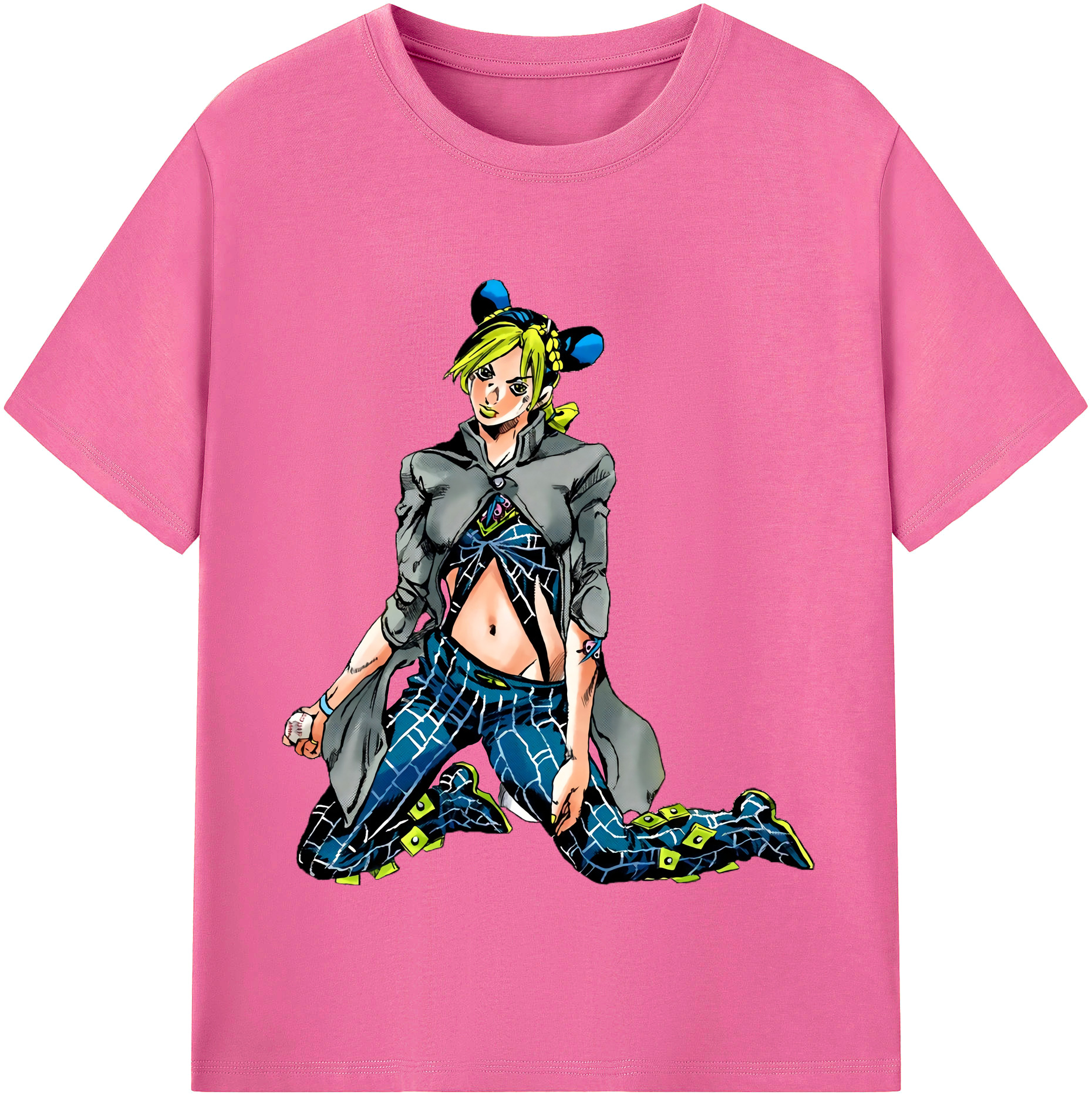 （画像用） "ジョジョの奇妙な冒険 くうじょう ジョリーン JoJo's Bizarre Adventure Jolyne Cujoh " レディースカジュアルプリントTシャツ（綿100％）